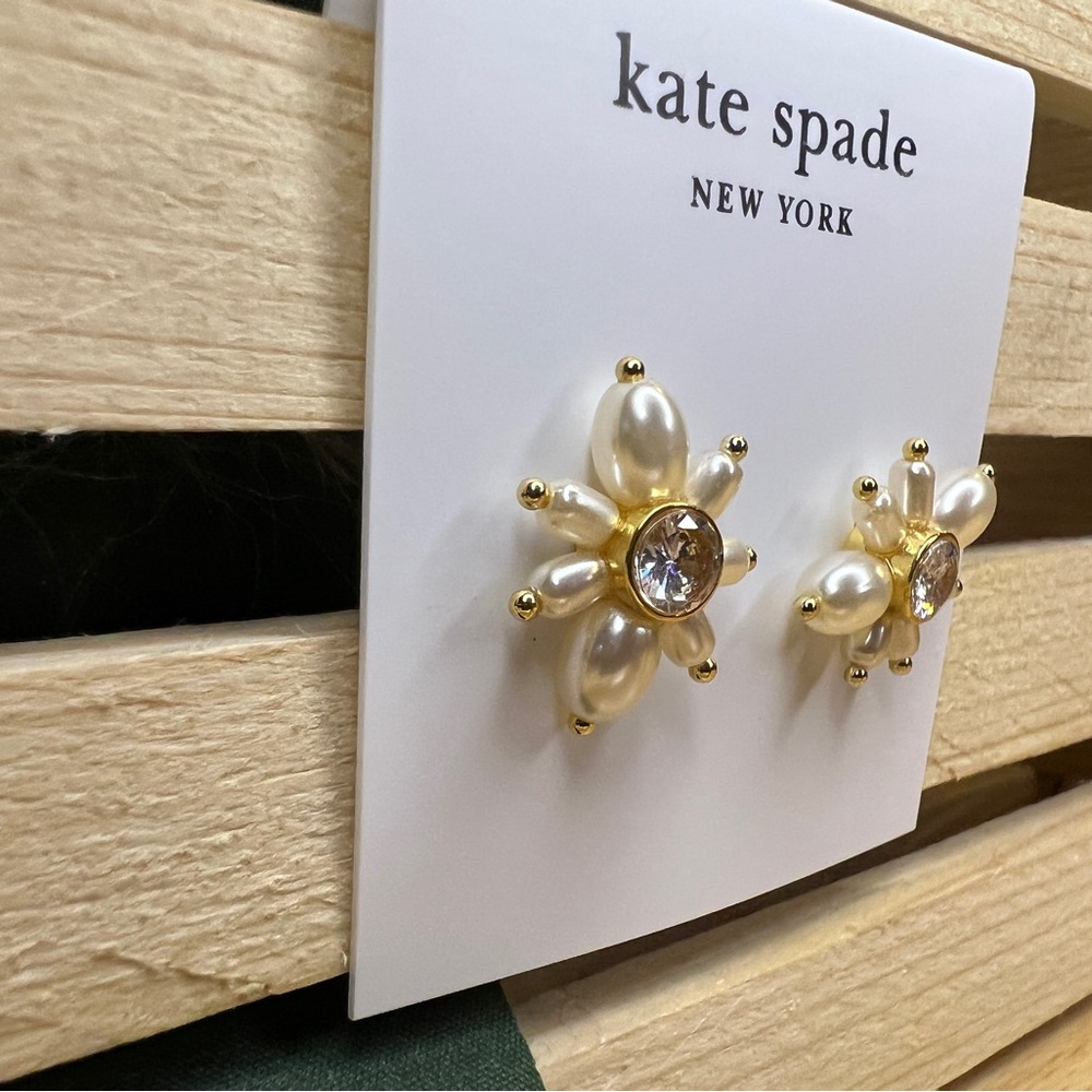 Kate Spade Faux Pearl Flower Stud Earrings - Picture 2 of 5
